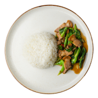 ข้าวผัดคะน้าหมูกรอบ